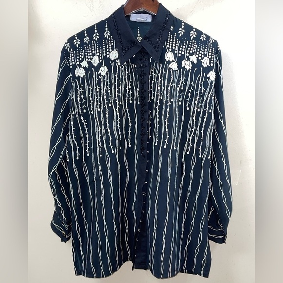 Nu-Look Tops - VINTAGE Nu-Look Beaded Blouse Size Free Size